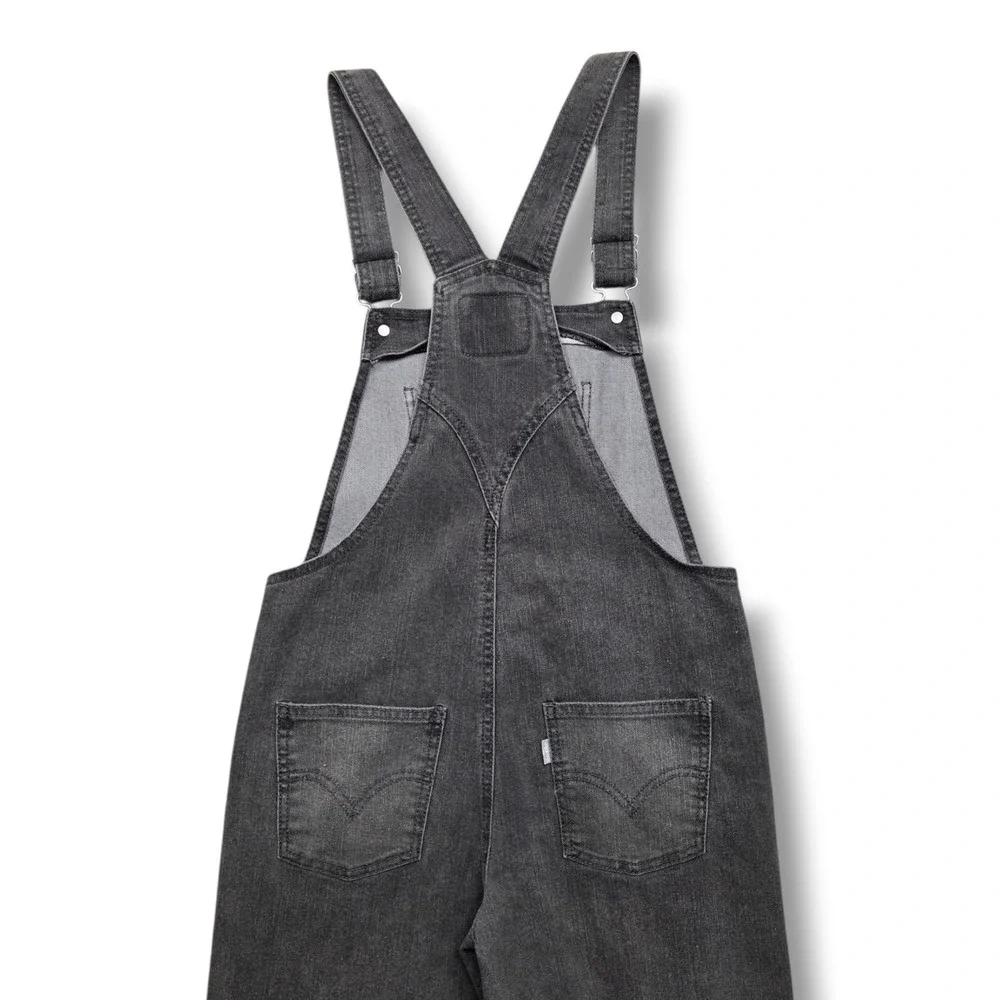 Levis SilverTab Baggy Denim Overalls Girls 14 Charcoal Gray Jumper Crop Mid Rise
